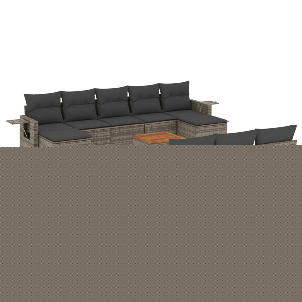 Salon de jardin 11 pcs avec coussins gris résine tressée