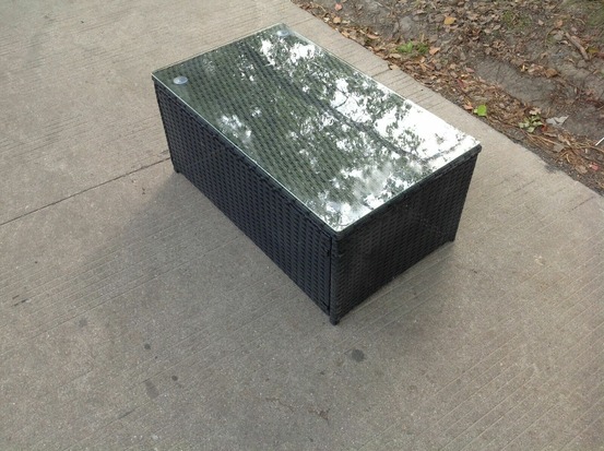 Rattan oblong table basse mobilier de jardin extérieur patio furniture noir