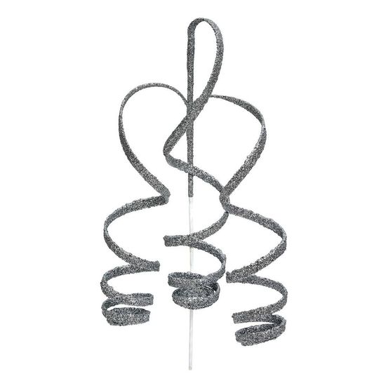 Branche décorative tourbillons argentés h. 55 cm