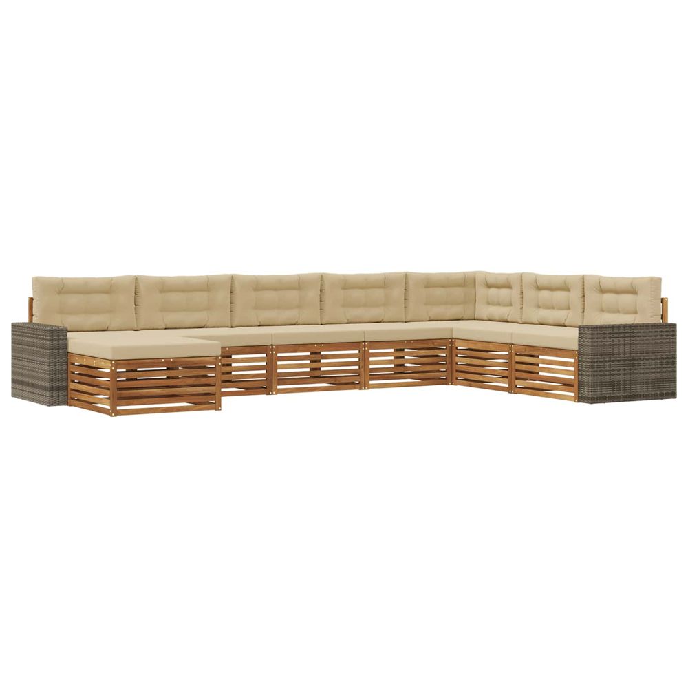 Ensemble de canapés d'extérieur 8 pc naturel et beige