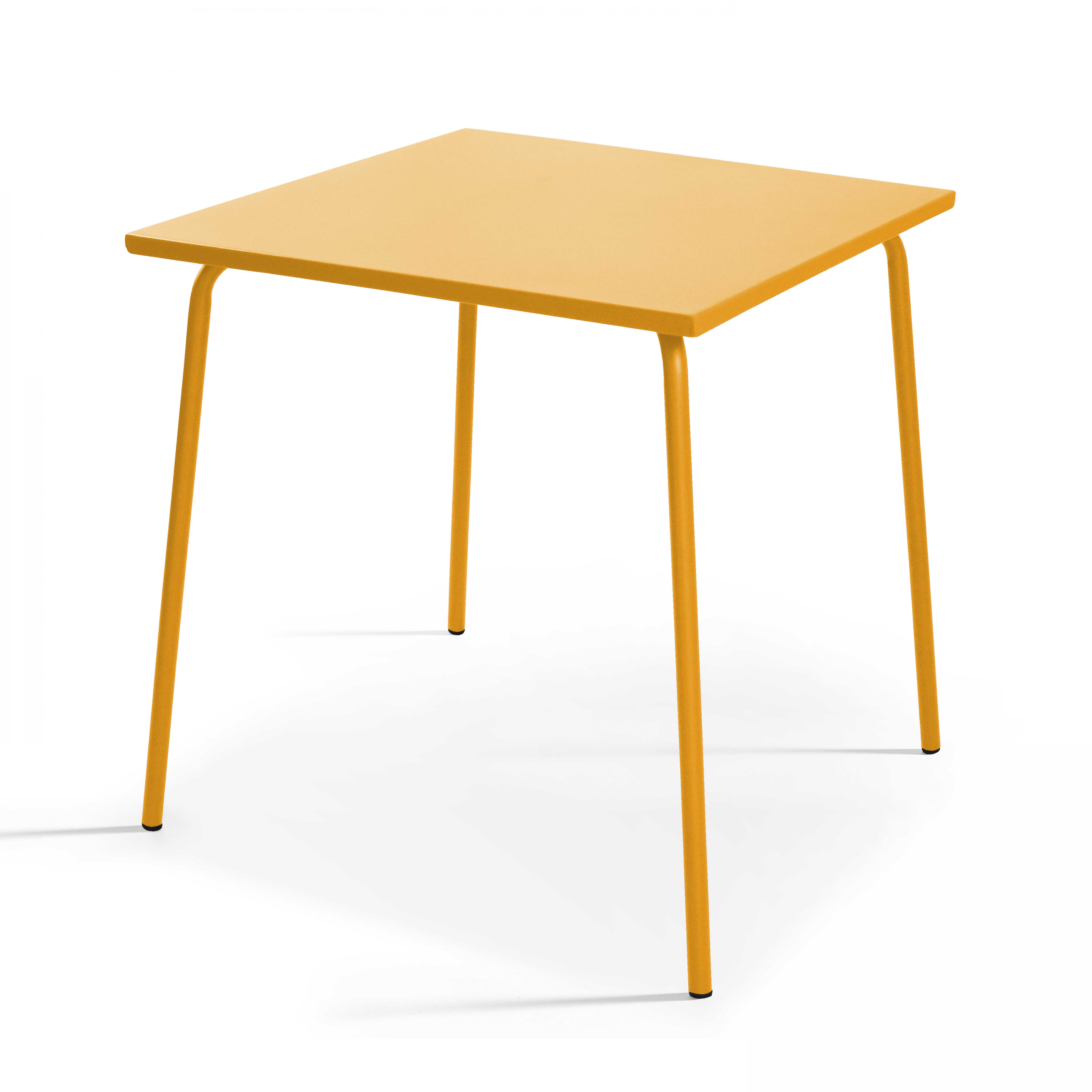 Table carrée bistro acier jaune