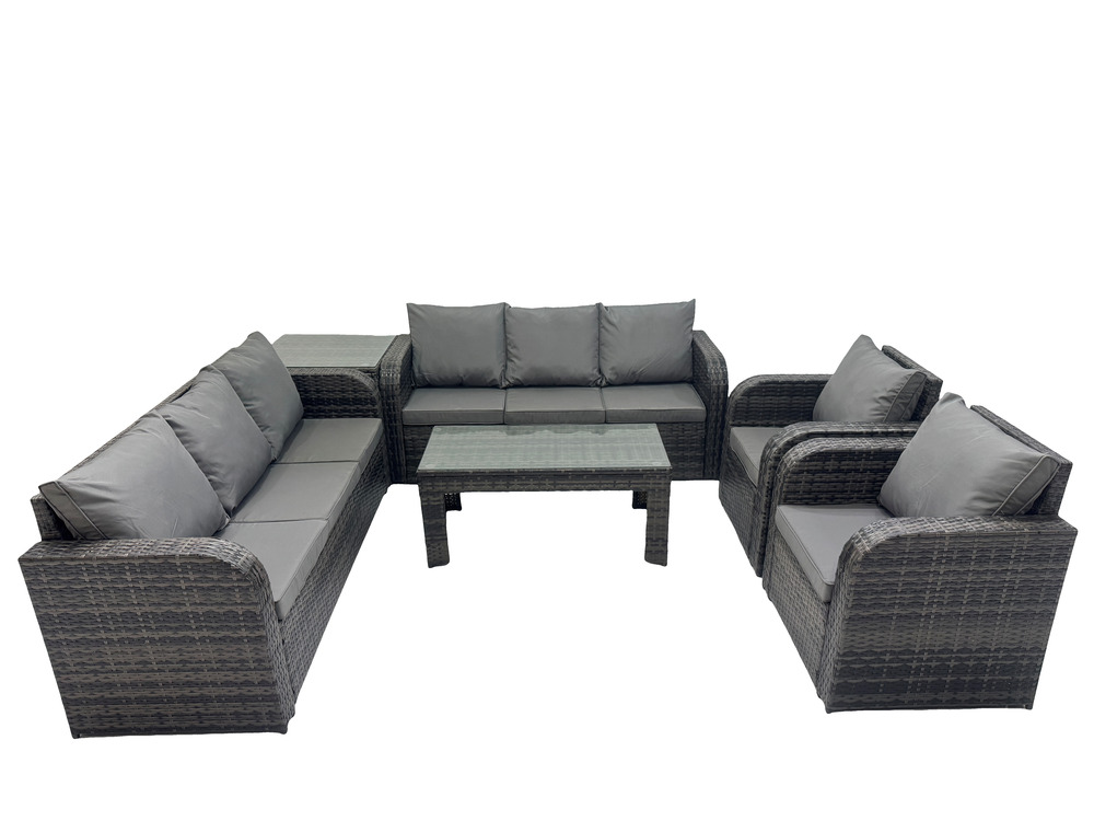 Ensembles de salon de jardin avec chaise inclinable table basse table d'appoint gris foncé mixte