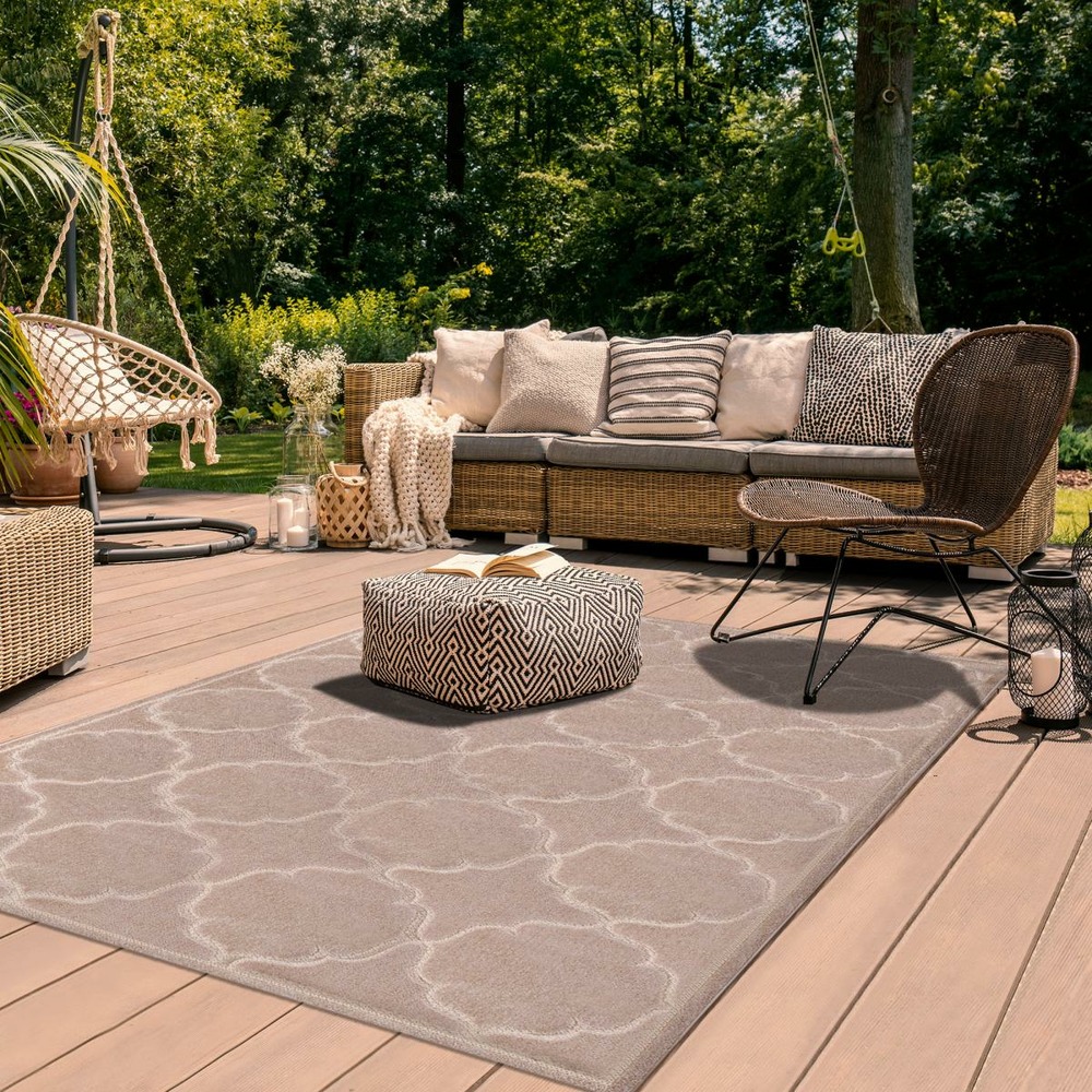 Tapis extérieur 160x230 tissé kilim beige kuma