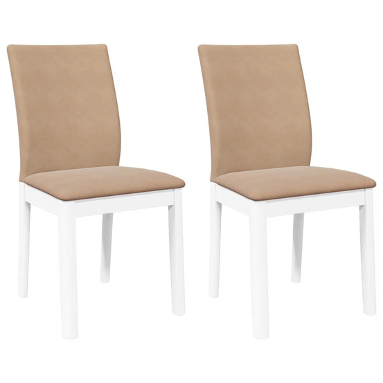 Chaises à manger coussins 2 pcs blanc bois massif caoutchouc