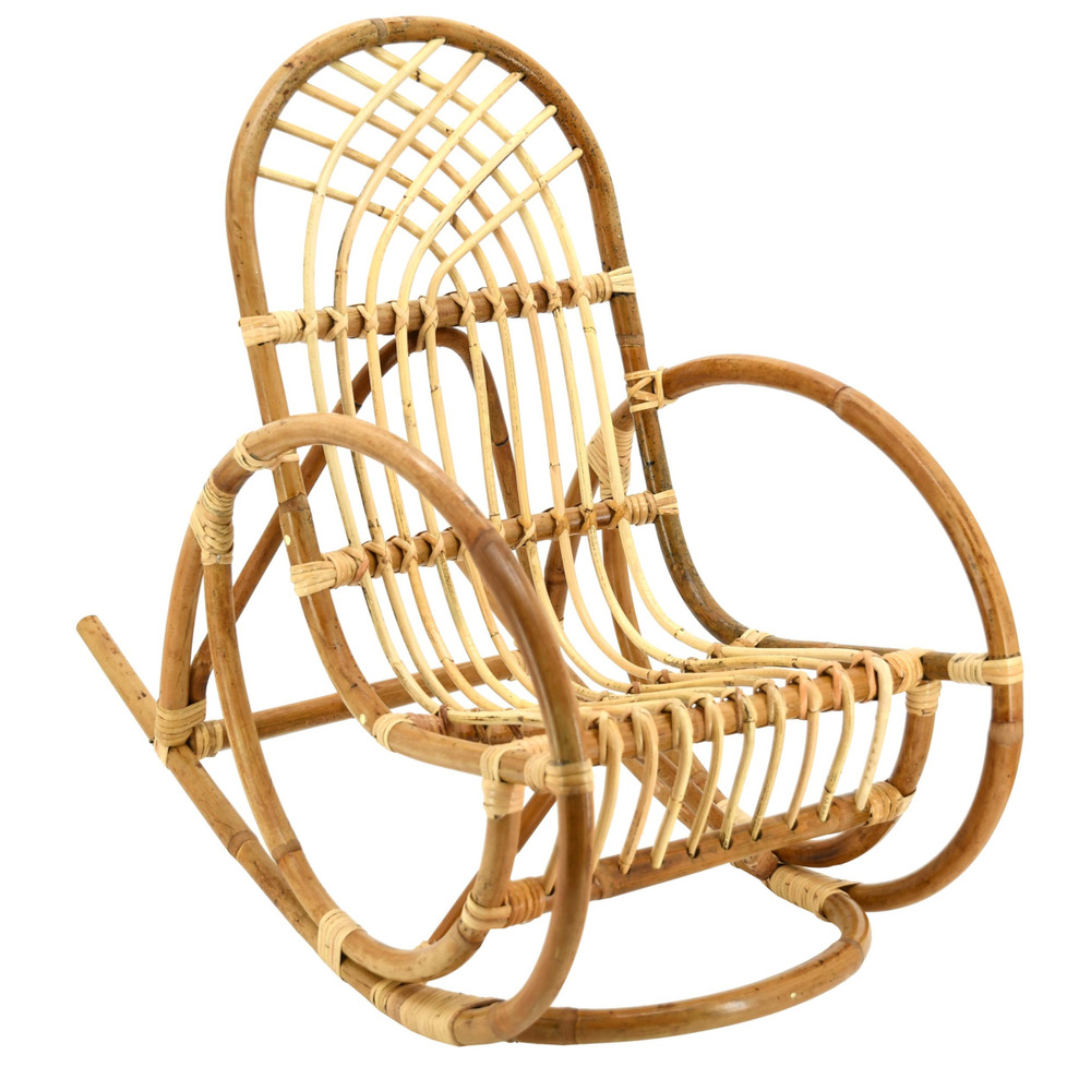Rocking chair enfant en rotin naturel rodéo