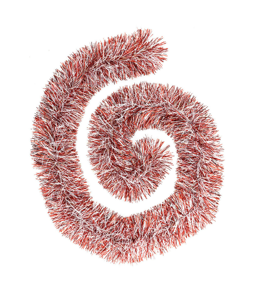 Guirlande de noël boa large 15 cm rouge et blanc longueur 2 mètres