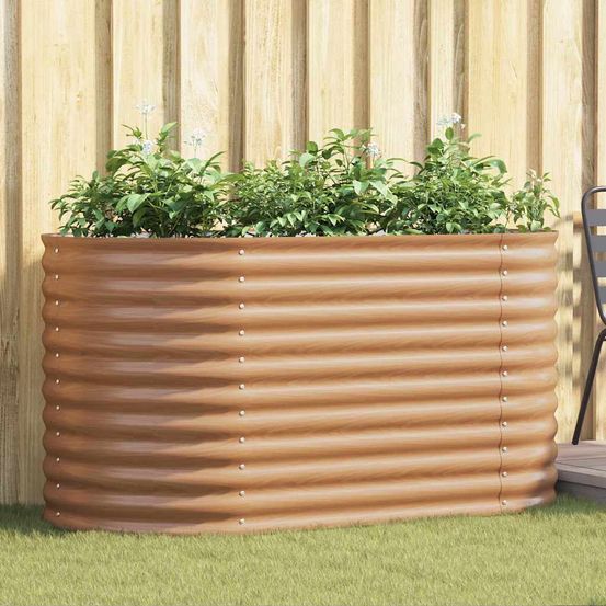 Potager surélevé rectangulaire en acier marron 160x80x81 cm pour jardin