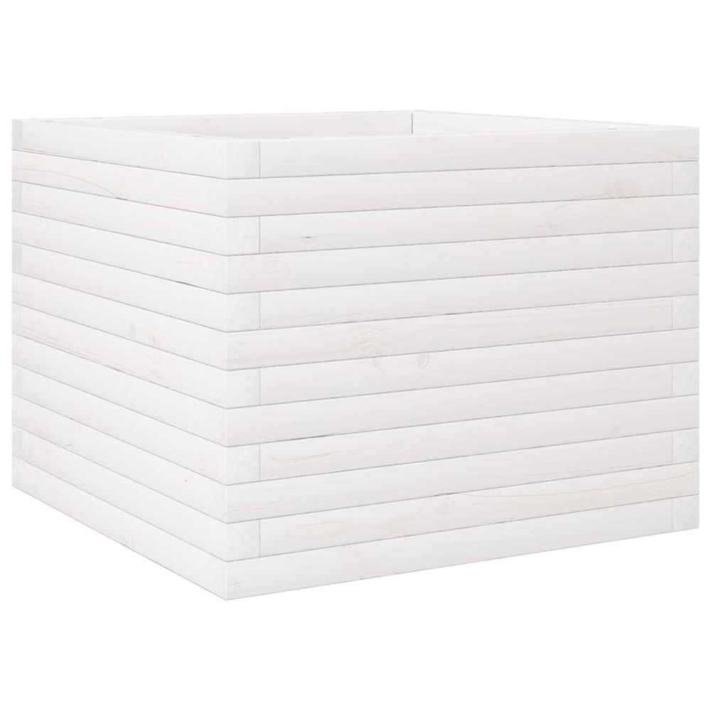 Jardinière d'extérieur blanc 60x60x46 cm bois de pin massif