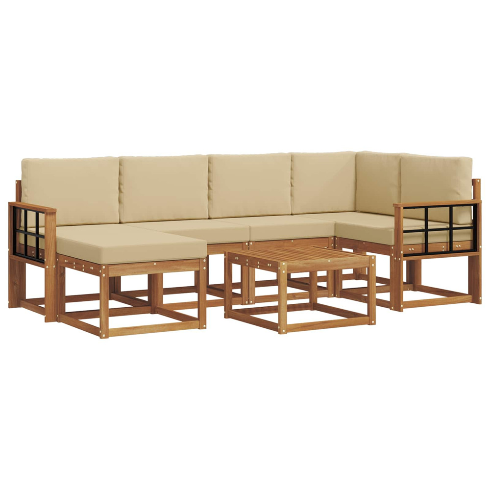 Ensemble de canapés d'extérieur 7 pcs naturel et beige