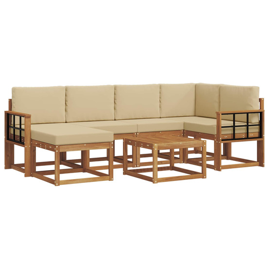 Ensemble de canapés d'extérieur 7 pcs naturel et beige