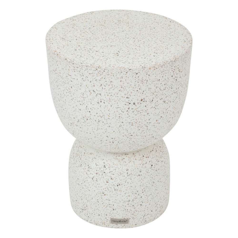 Table de jardin d'appoint ronde en ciment effet terrazzo timandra - gris
