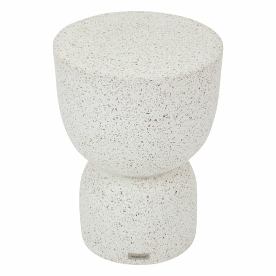 Table de jardin d'appoint ronde en ciment effet terrazzo timandra - gris