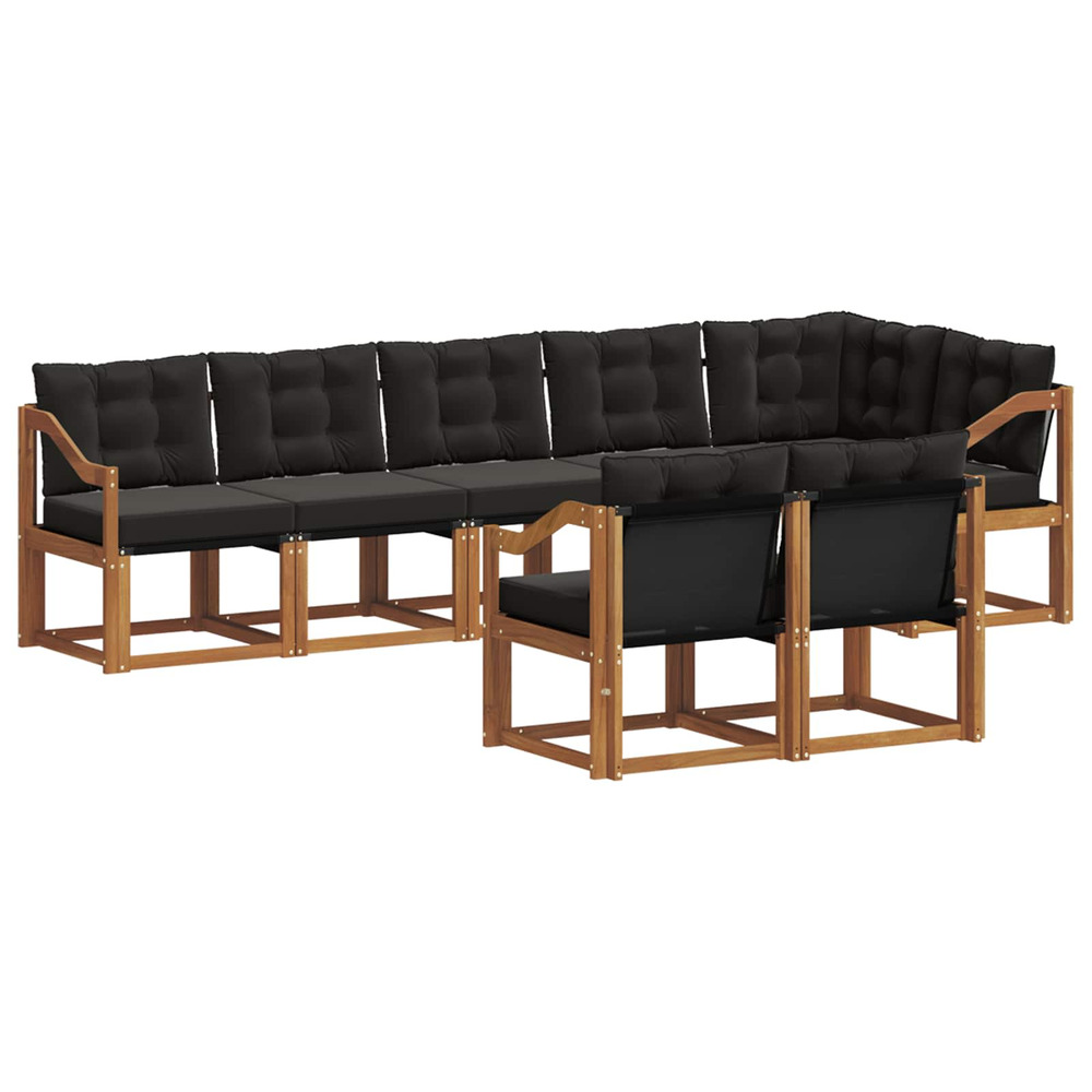 Ensemble de canapés d'extérieur 8 pcs naturel et noir