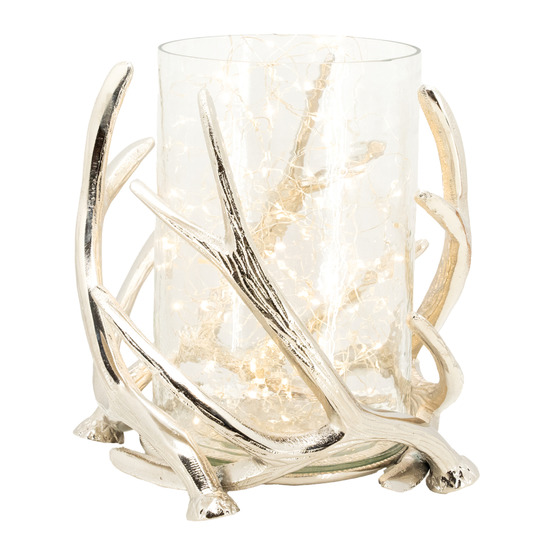 Photophore bois de cerf en aluminium diamètre 25cm