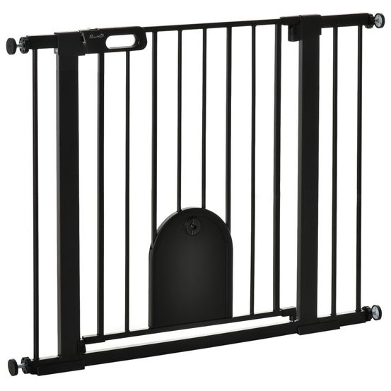 Barrière sécurité chien acier couloirs chatière incluse 75-103cm noir - comfortxl pet living