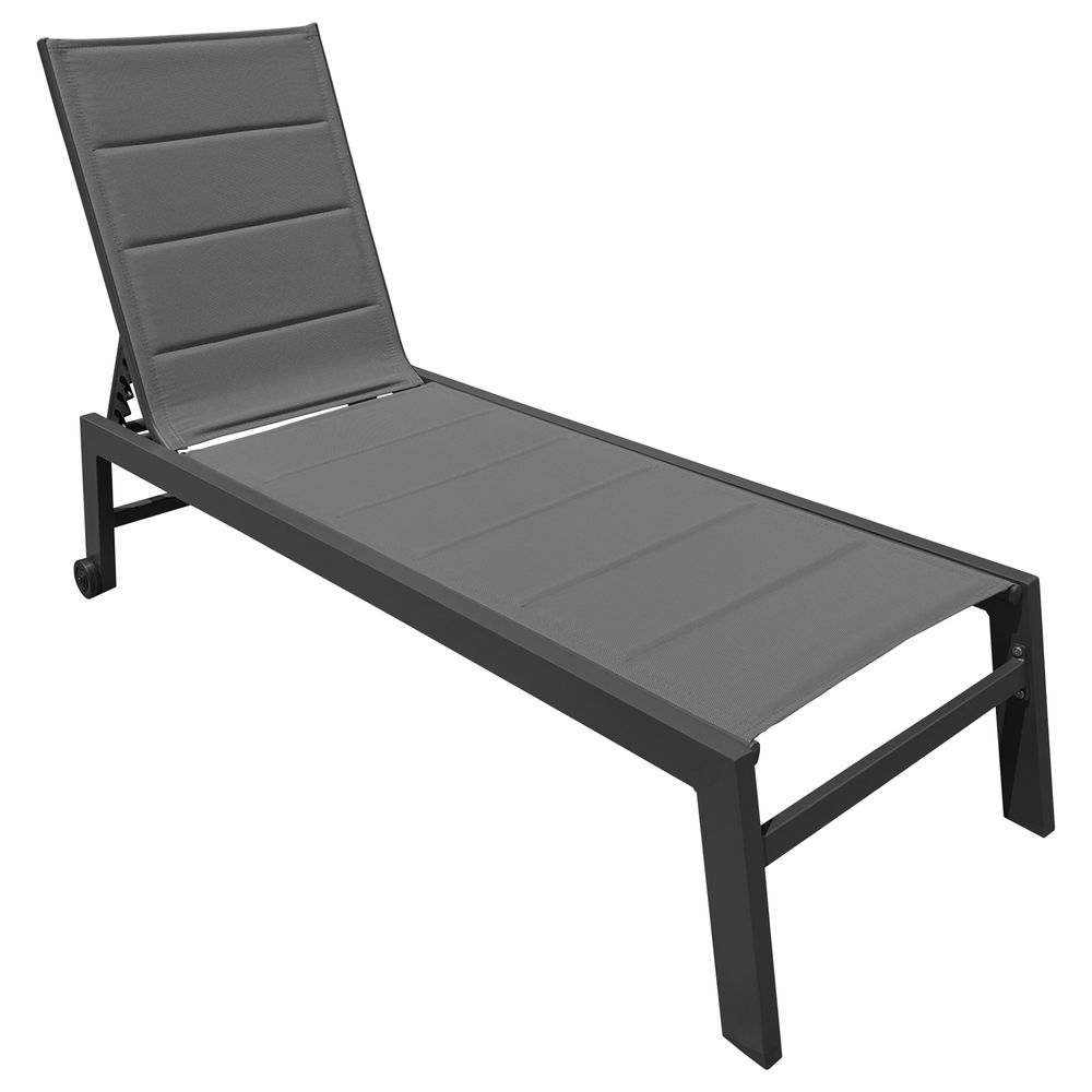 Bain de soleil barbados en textilène gris - aluminium gris anthracite