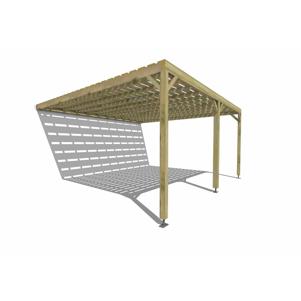 Pergola bois • 5m x 5m • adossée • sens profondeur • platelage bois • livraison comprise