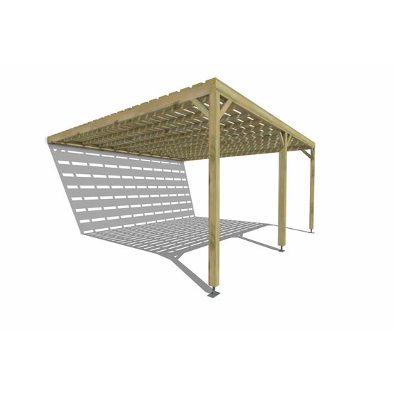 Pergola bois • 5m x 5m • adossée • sens profondeur • platelage bois • livraison comprise