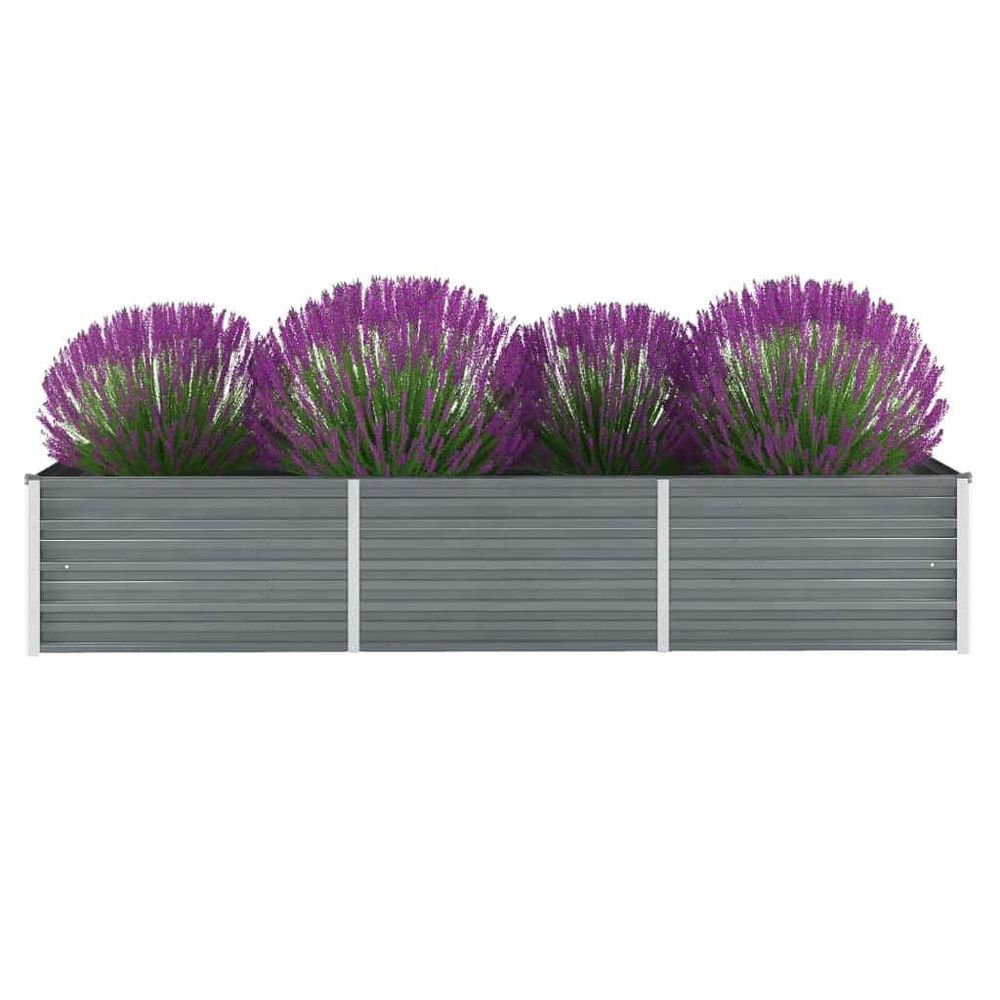 Bac potager rectangulaire acier galvanisé pour jardin terrasse gris 240x80x45cm