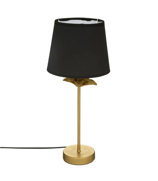 Lampe à poser en métal doré et abat-jour noir h 45.5 cm