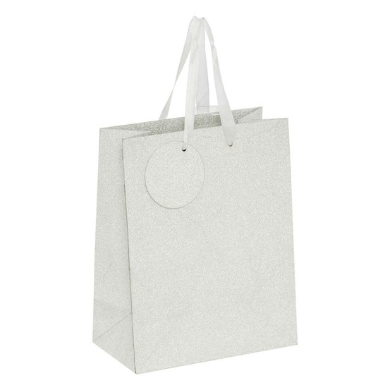 Sac cadeau paillettes petite taille argent