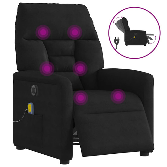 Fauteuil inclinable de massage électrique noir tissu microfibre