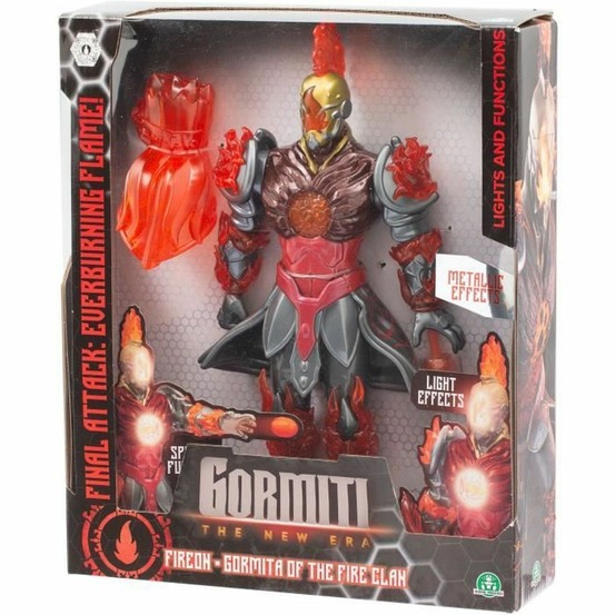 Figurine articulée gormiti avec attaque lumineuse feu - fireon - 27 cm