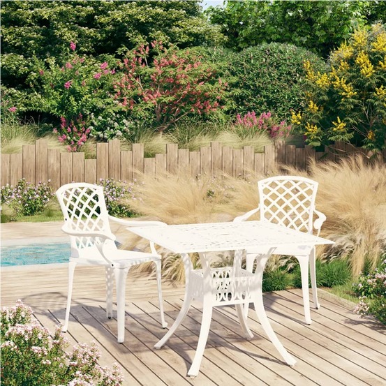 Ensemble de bistro 3 pcs aluminium coulé blanc