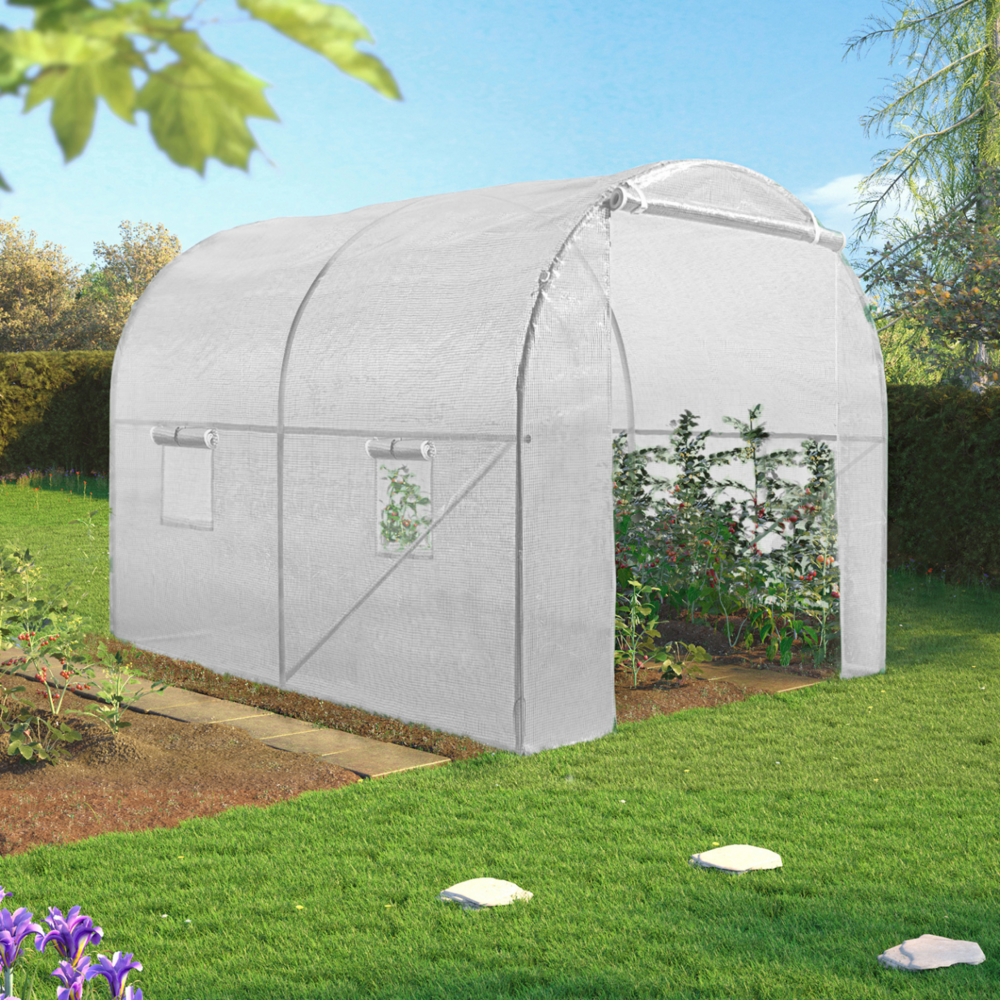 Serre tunnel de jardin 6m² blanche gamme maraîchère roma 2x3m