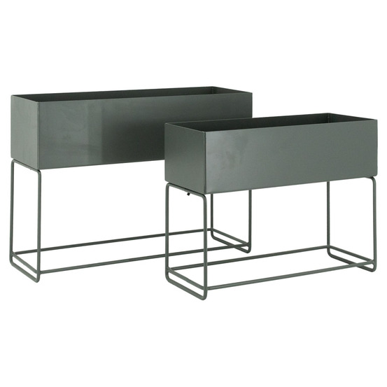 Sellettes de jardin en métal (lot de 2) rectangulaire