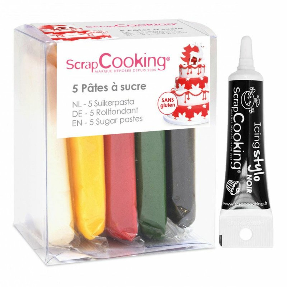 Pâte à sucre blanche d'origine naturelle vanille 250 g + stylo glaçage Pâte à sucre blanche d'origine naturelle vanille 250 g + stylo glaçage