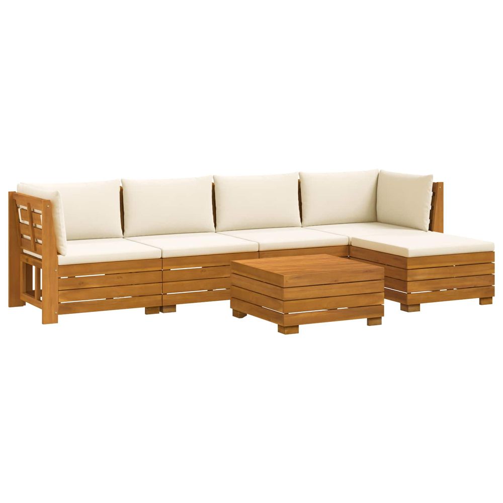 6 pc ensemble de canapés d'extérieur bois d'acacia massif