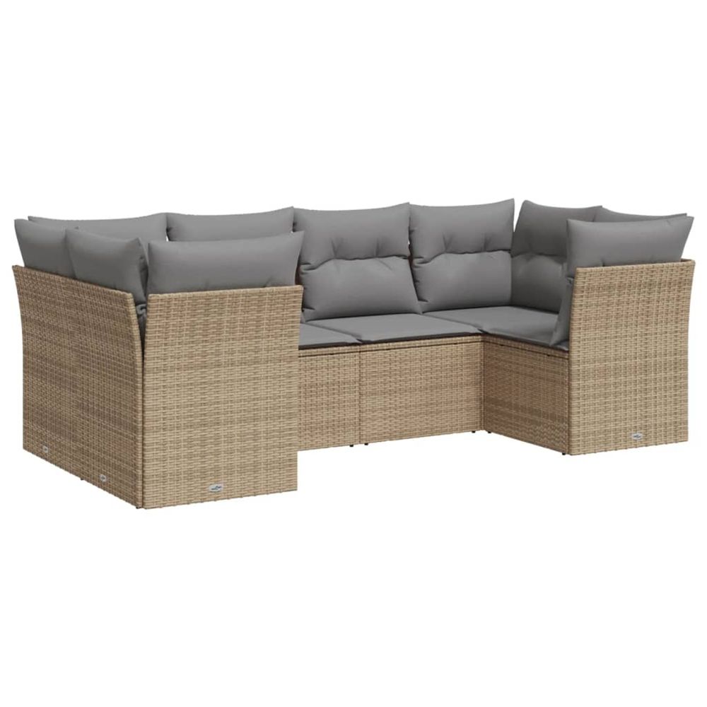 Salon de jardin avec coussins 6 pcs beige résine tressée