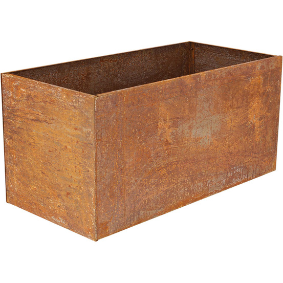 Jardinière en acier corten rouille 78 x 38 x 38 cm