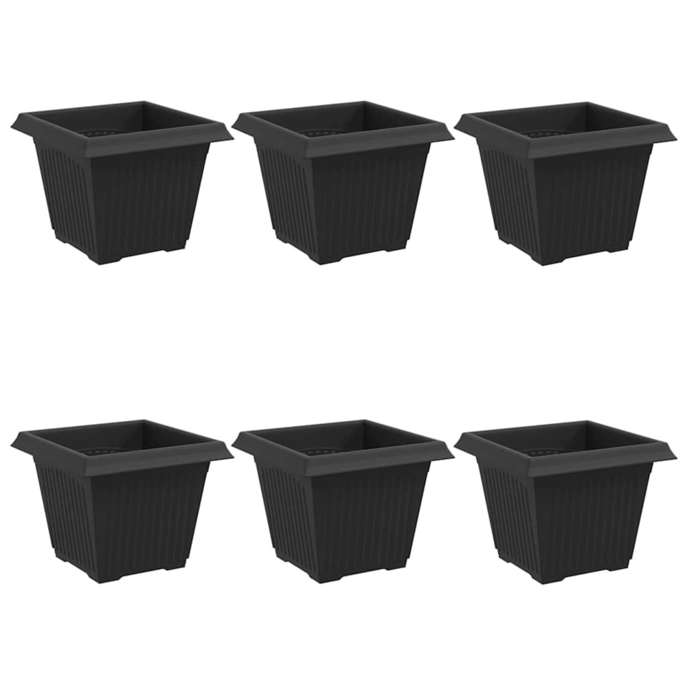 Pot de fleurs carré 6 pcs noir 33 x 33 x 26 cm plastique