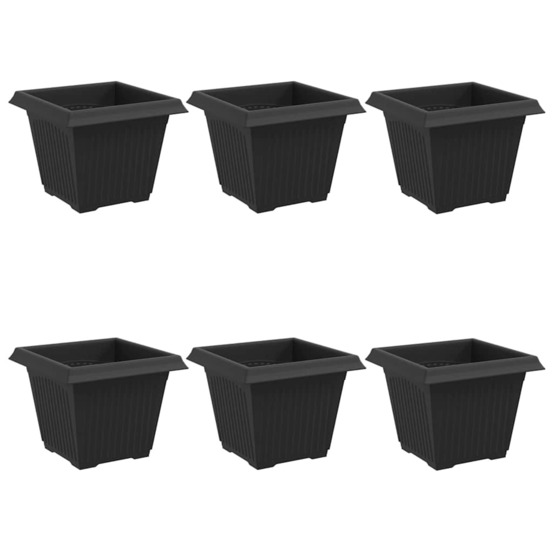 Pot de fleurs carré 6 pcs noir 33 x 33 x 26 cm plastique