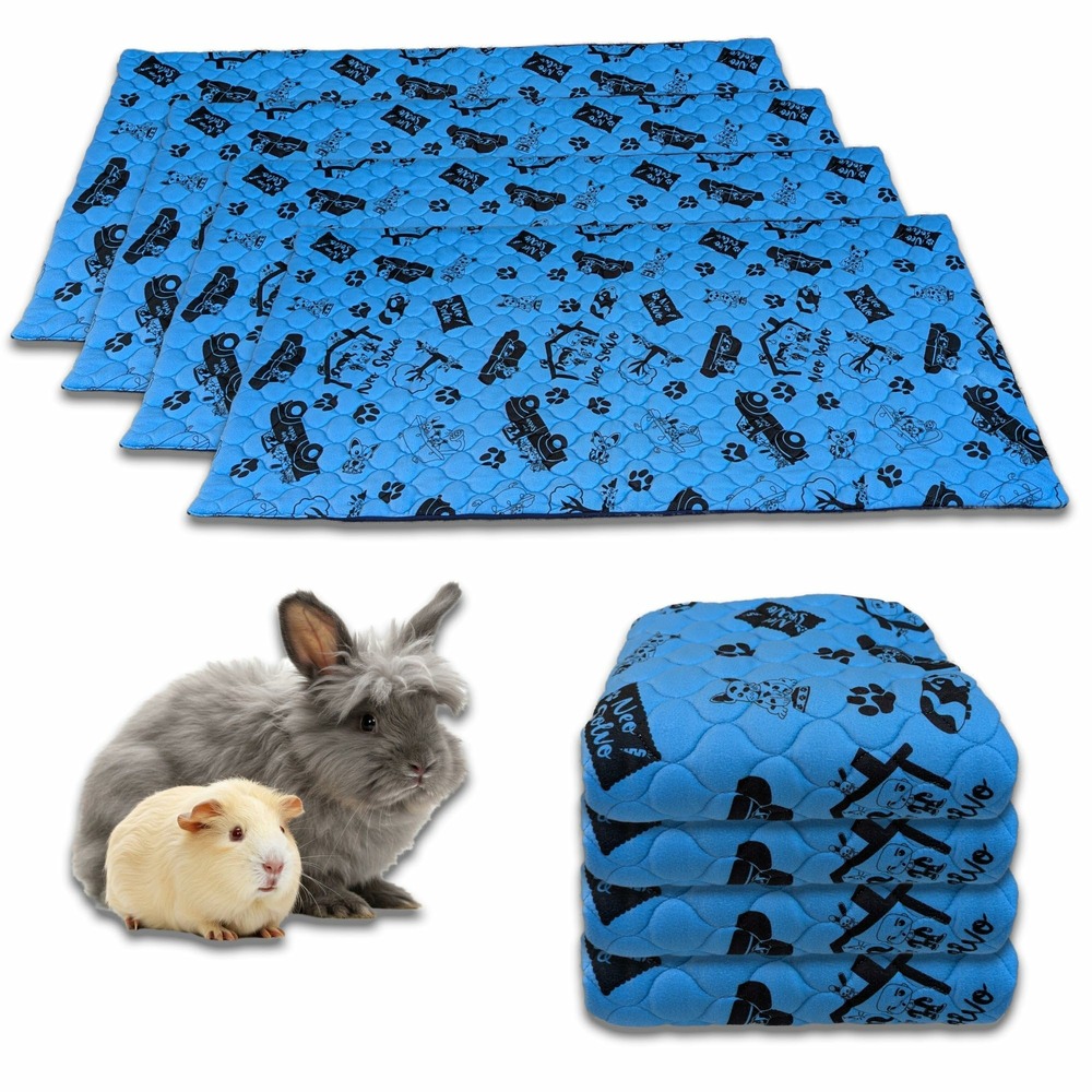 Lot de 4 - tapis qui remplace la litière pour cochon d'inde et lapin - absorbant, imperméable, passe en machine 70 x 35 cm