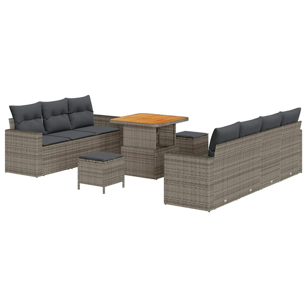 Ensemble de canapé de jardin 10 pc 7-nombre de places gris