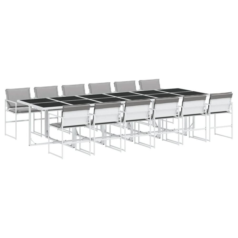 Ensemble à manger de jardin avec coussins 13pcs blanc textilène