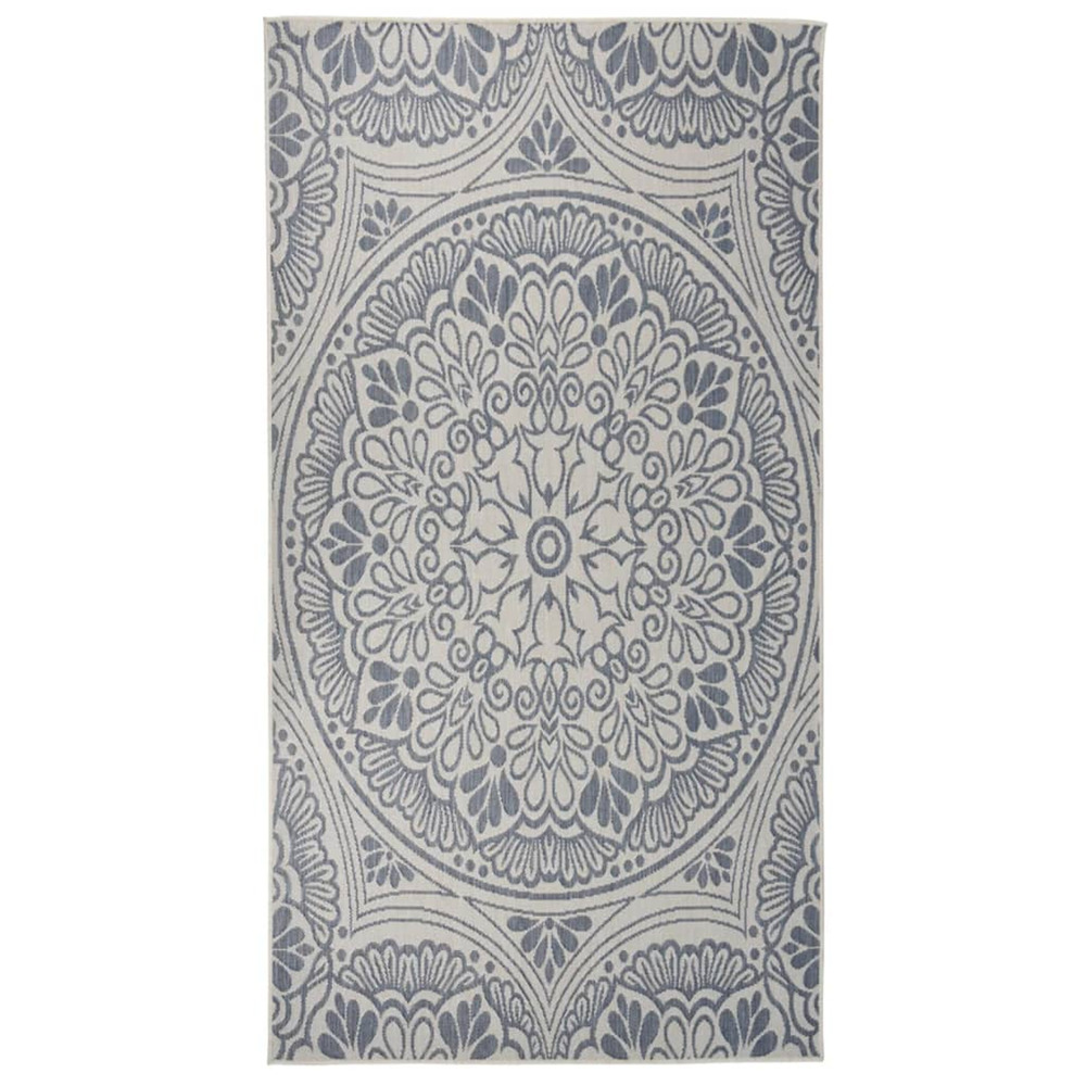 Tapis à tissage plat d'extérieur 80x150 cm motif bleu