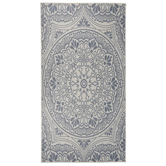 Tapis à tissage plat d'extérieur 80x150 cm motif bleu