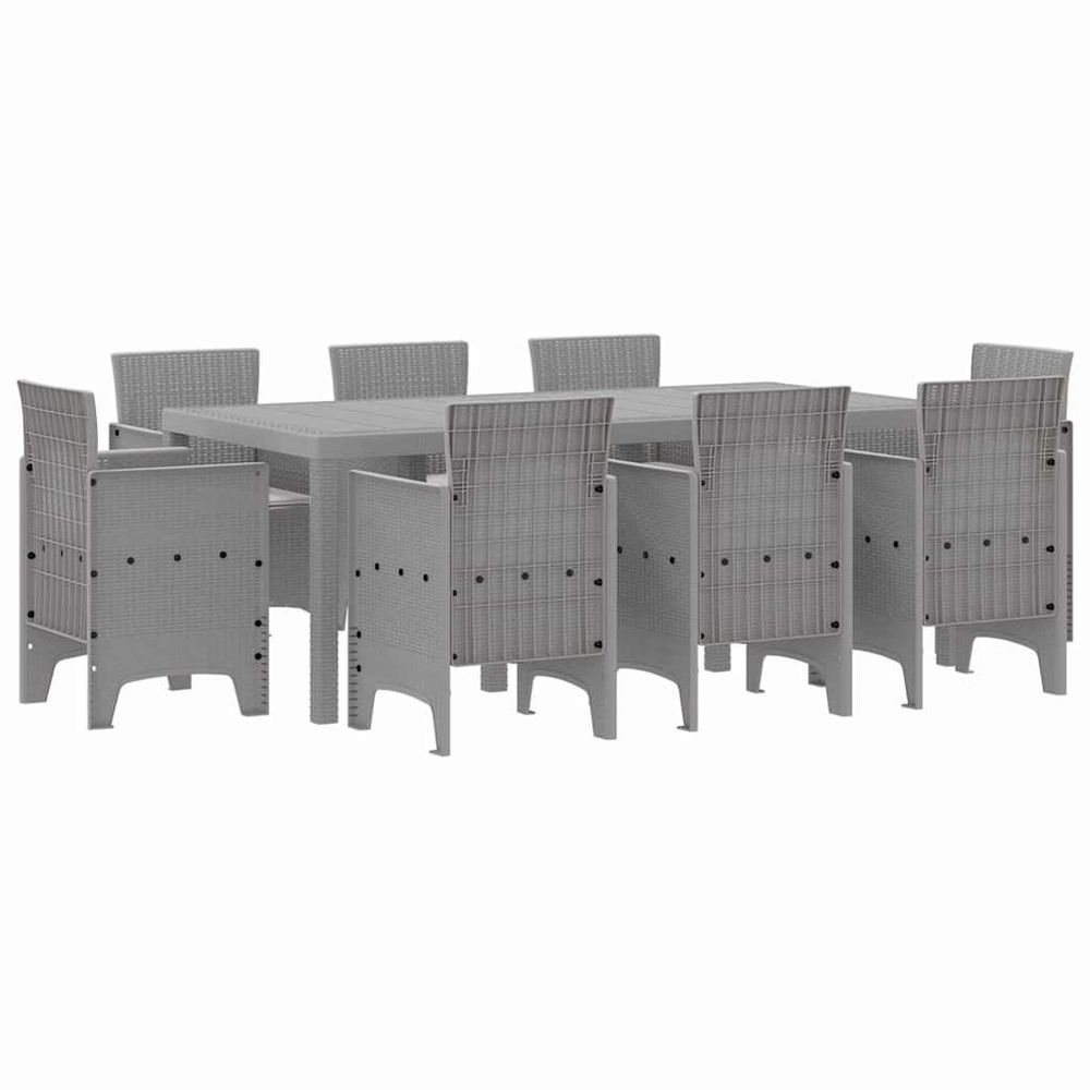Ensemble de salle à manger pour jardin 9 pc gris clair