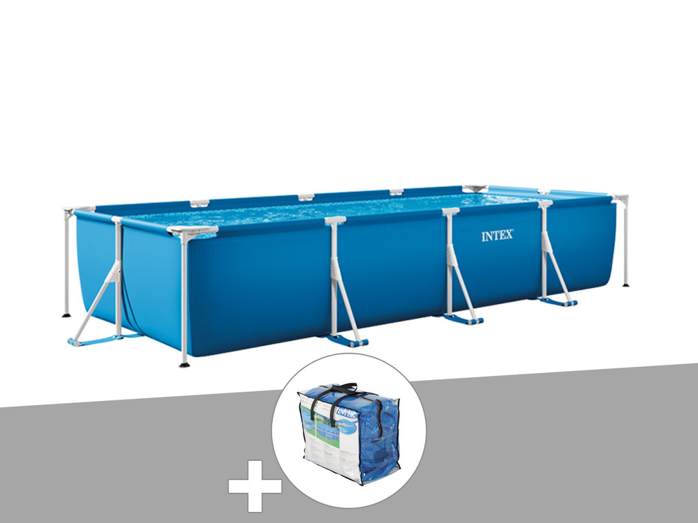 Kit piscine tubulaire rectangulaire 3,00 x 2,00 x 0,75 m + bâche à bulles