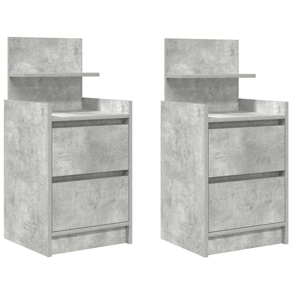 Tables de chevet avec 2 tiroirs 2 pcs gris béton 38x34x80 cm