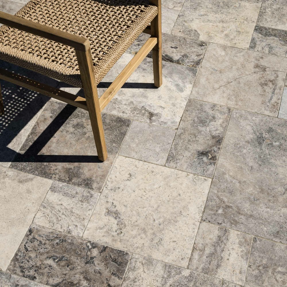 Carrelage travertin gris silver opus 4 x1,2 cm - intérieur et extérieur (lot de 1,48 m² soit 2 paquets) - ro'ma nature