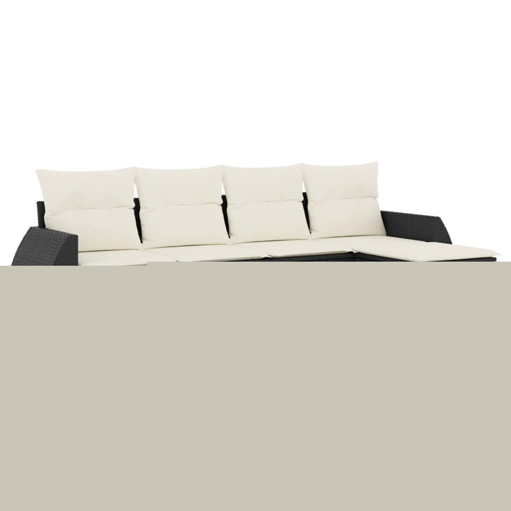 Salon de jardin 5 pcs avec coussins noir résine tressée