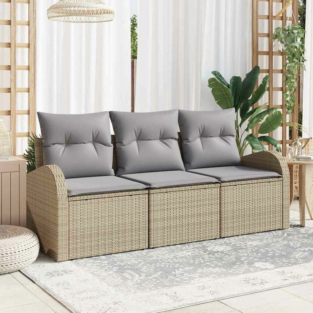 Ensemble de canapé de jardin beige polyrotin