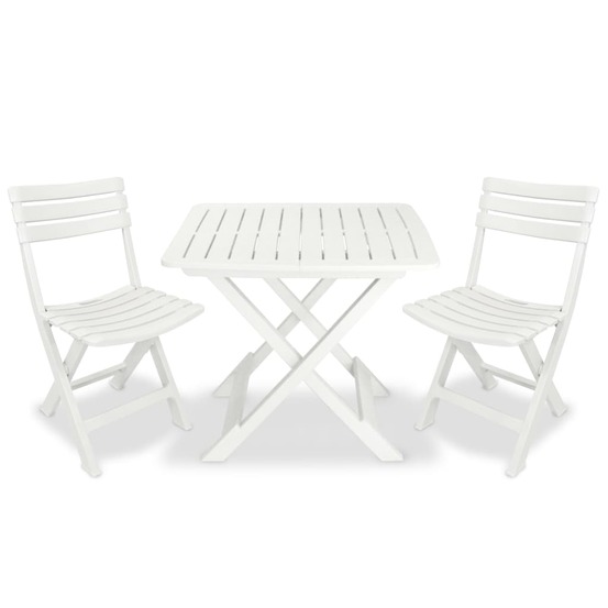 Ensemble de bistro pliable 3 pcs plastique blanc