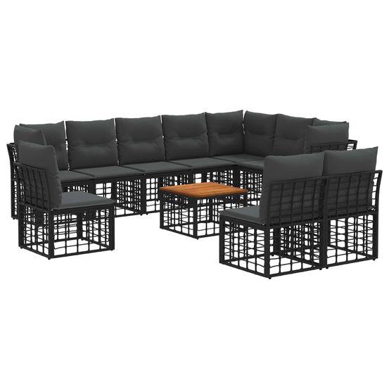Ensemble de canapés d'extérieur 11 pc noir et gris foncé