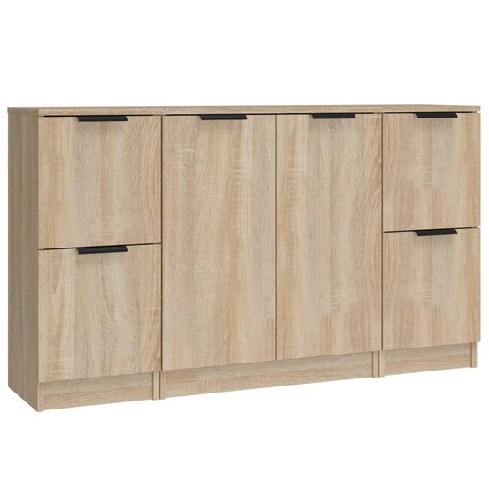 Buffet bahut commode armoire meuble de rangement organisateur cuisine salle de séjour salons 3 pcs sonoma bois d'ingénierie m